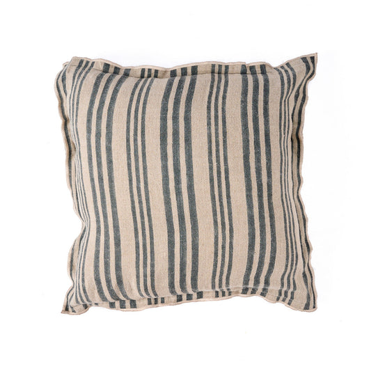 De Nordische Gestreepte Kussenhoes - Naturel Zwart - 50x50