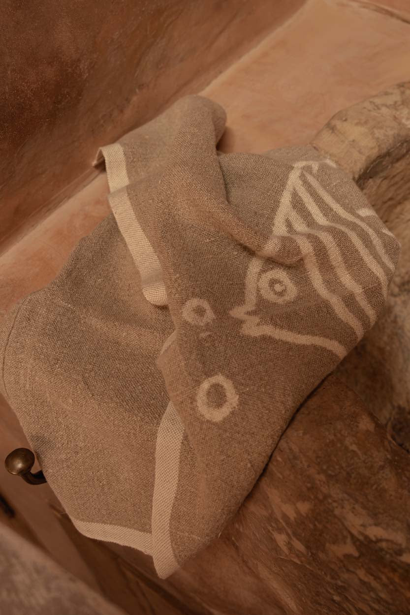 Linnen Fish Keukendoek - Natuurlijk Wit - 50x70