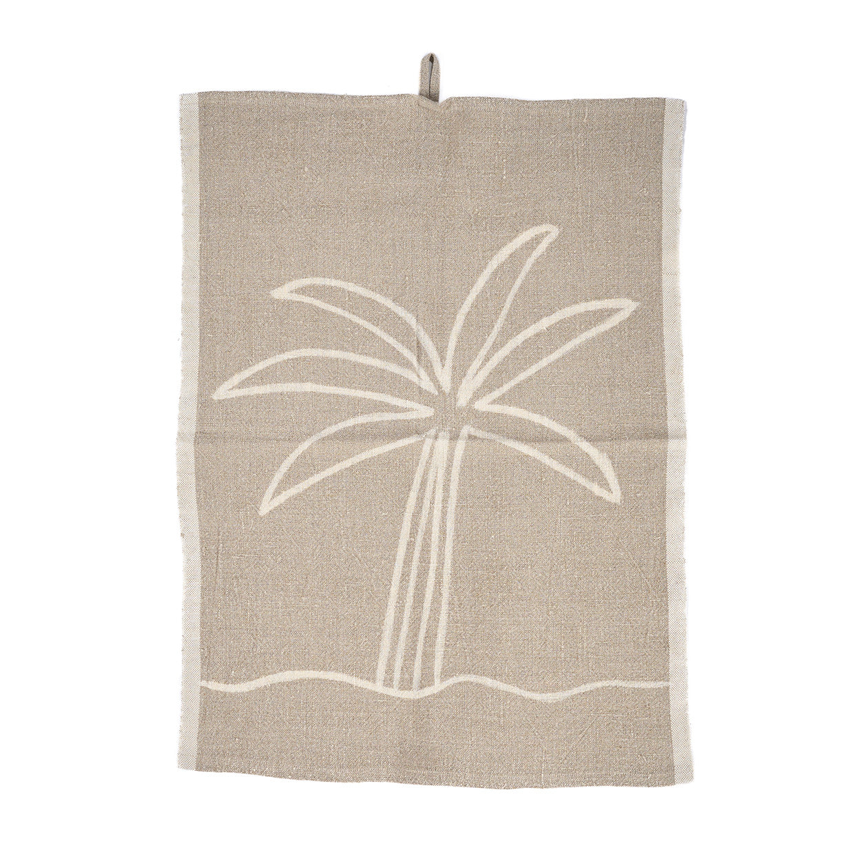 Linnen Palmboom Keukendoek - Natuurlijk Wit - 50x70