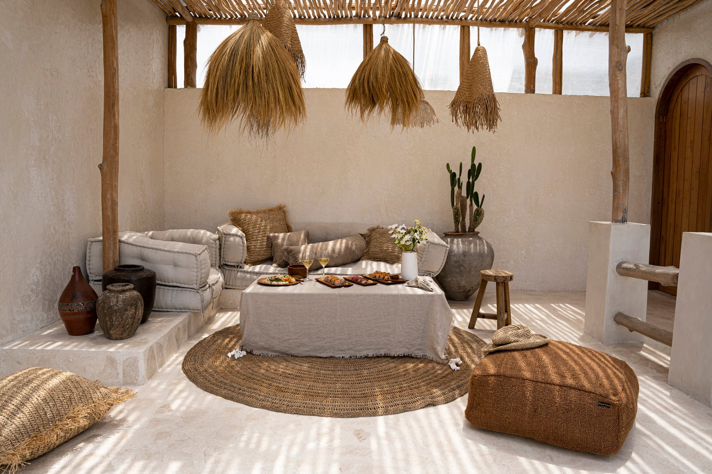Linen Tablecloth - Beige - 180 x 300 cm