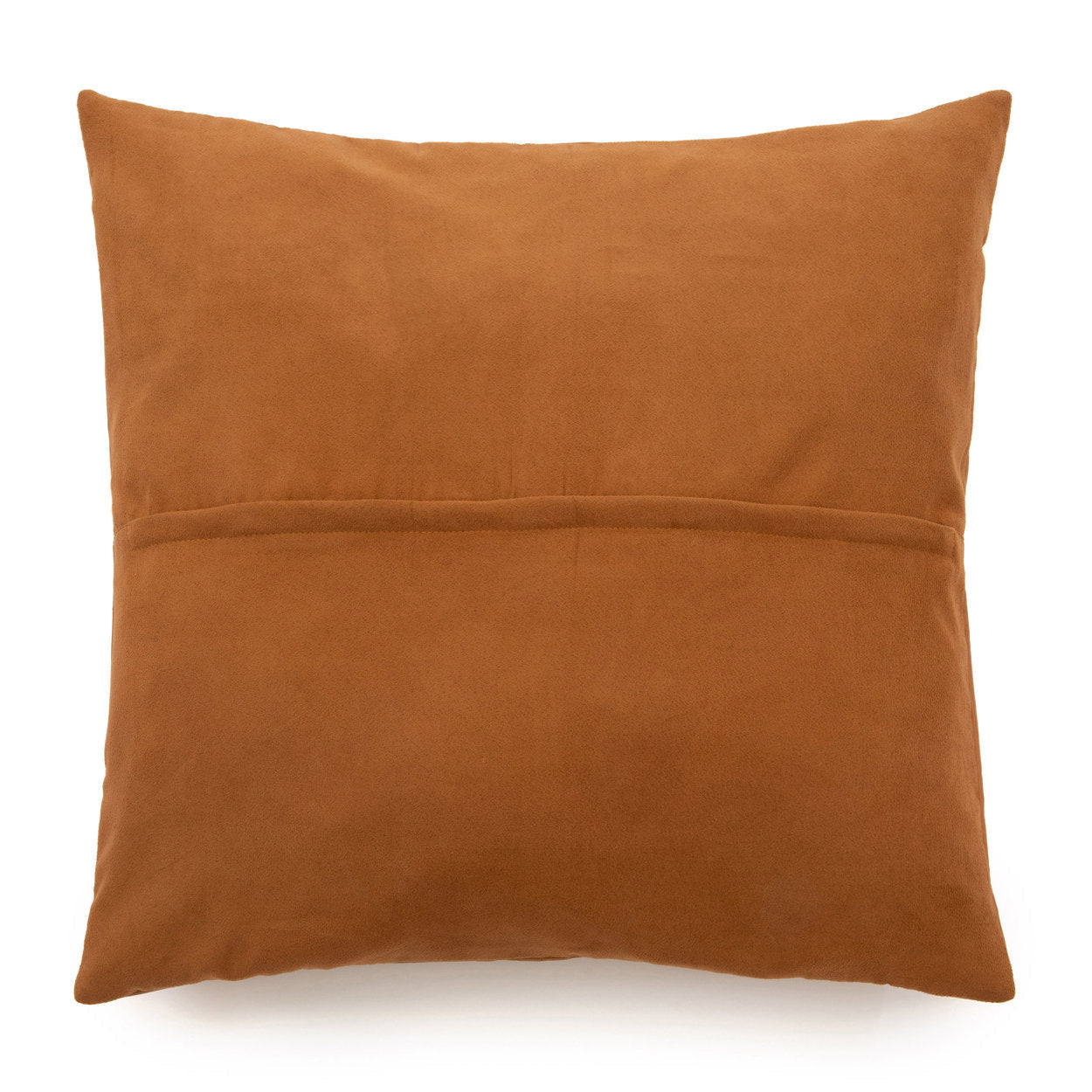 Leren kussenhoes met vier panelen - kamelkleurig - 60x60 cm