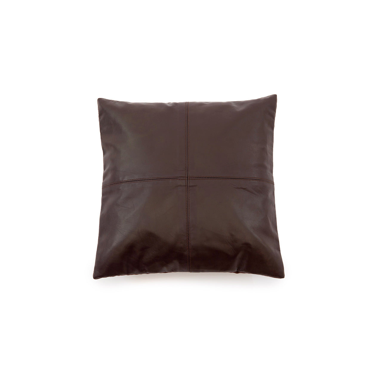 De leren kussenhoes met vier panelen - Choco - 40x40