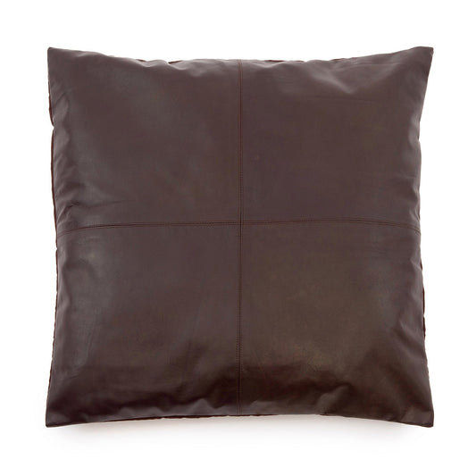 Leren kussenhoes met vier panelen - Choco - 60x60