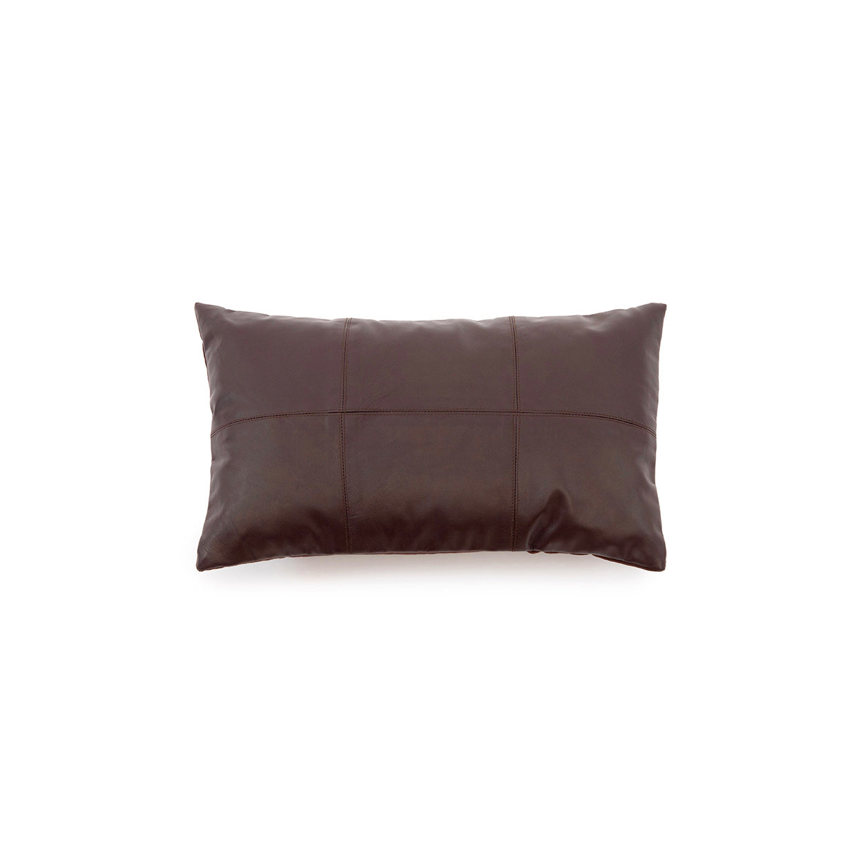 Zesdelige leren kussenhoes - Choco - 30x50