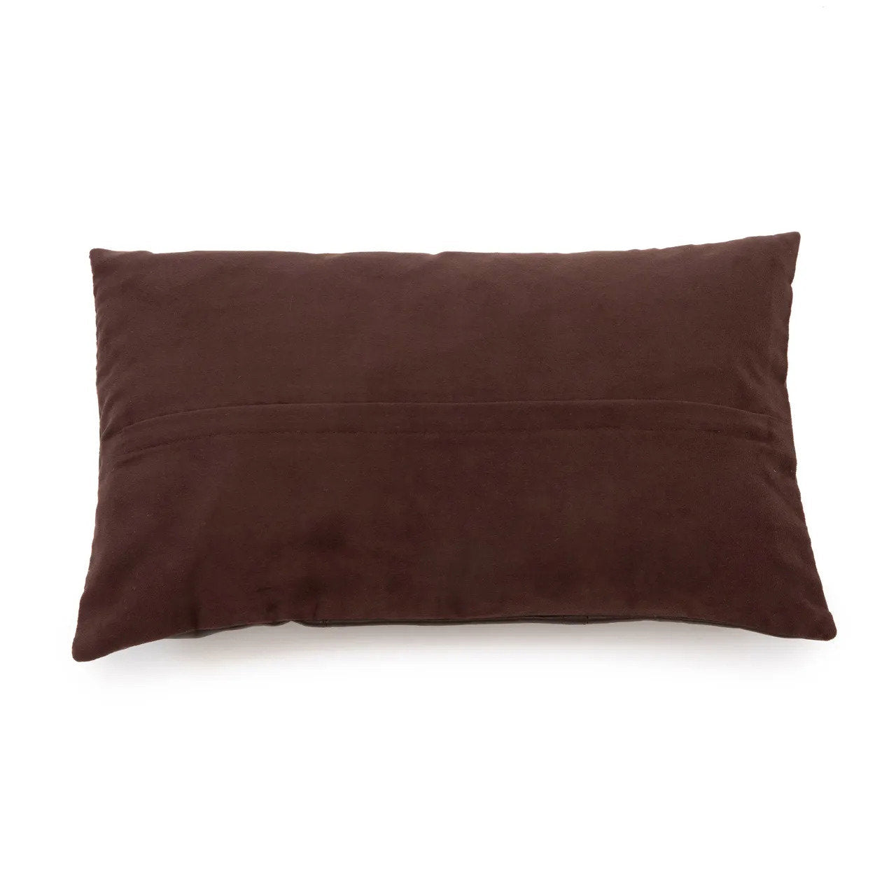Zesdelige leren kussenhoes - Choco - 30x50