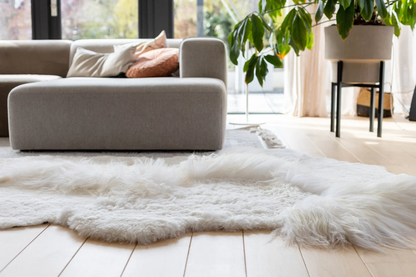 Melange Schapenvacht Tapijt Wit - 180x120cm