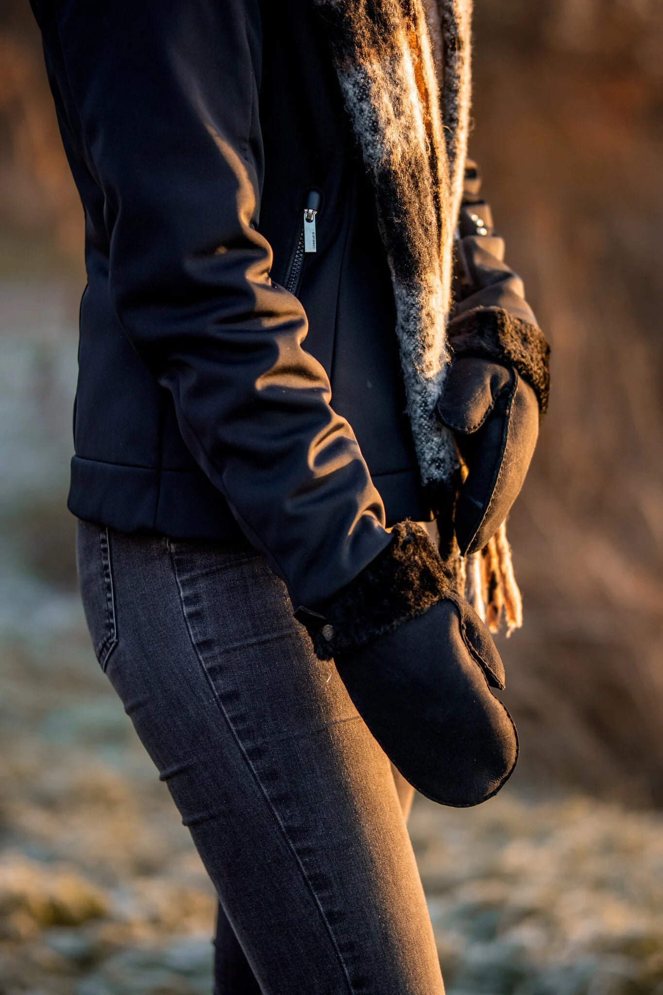 Lamsvacht wanten - Bruin - Maat S