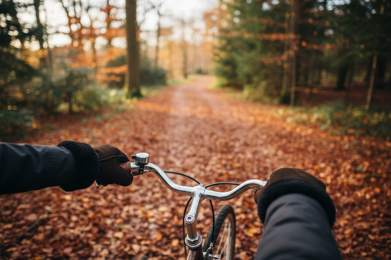 Donkerbruine wanten fietsen bos