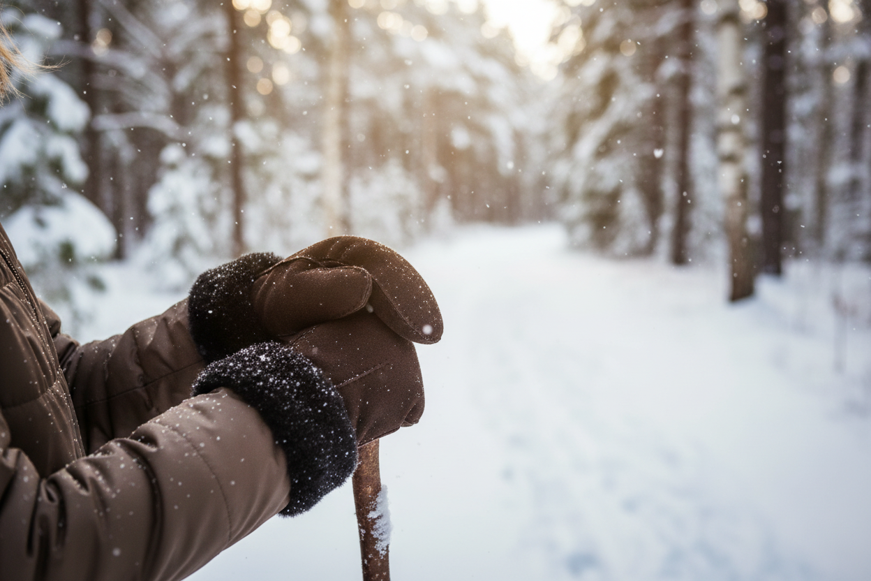 Donkerbruine wanten winterbos