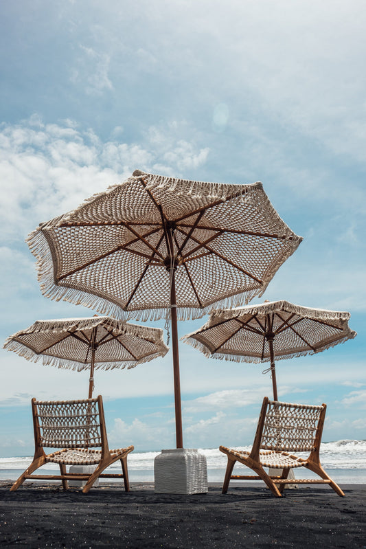 Extra large hand knotted parasol -cream- 300cm