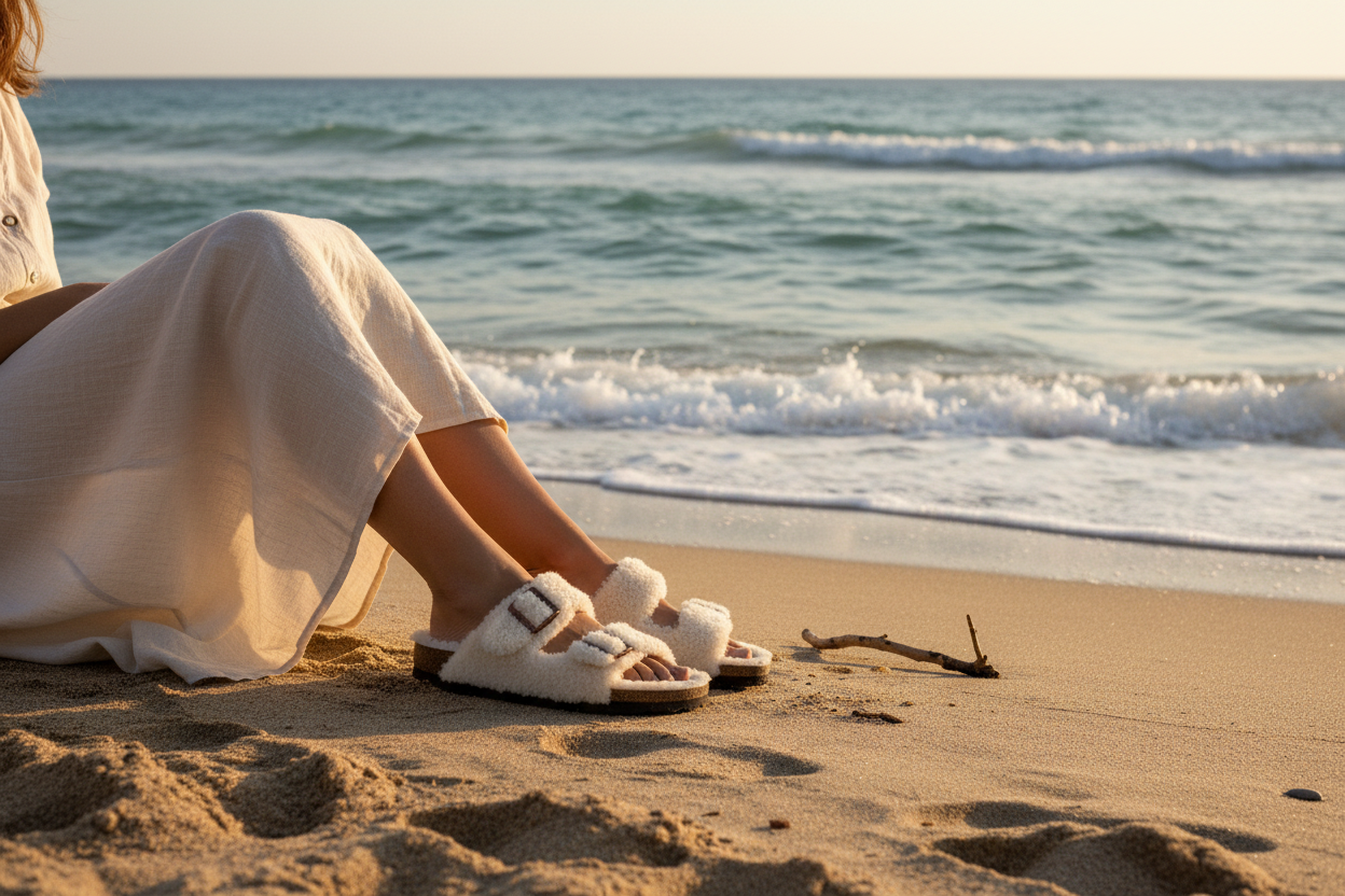 Kust lifestyle foto off-white slipper