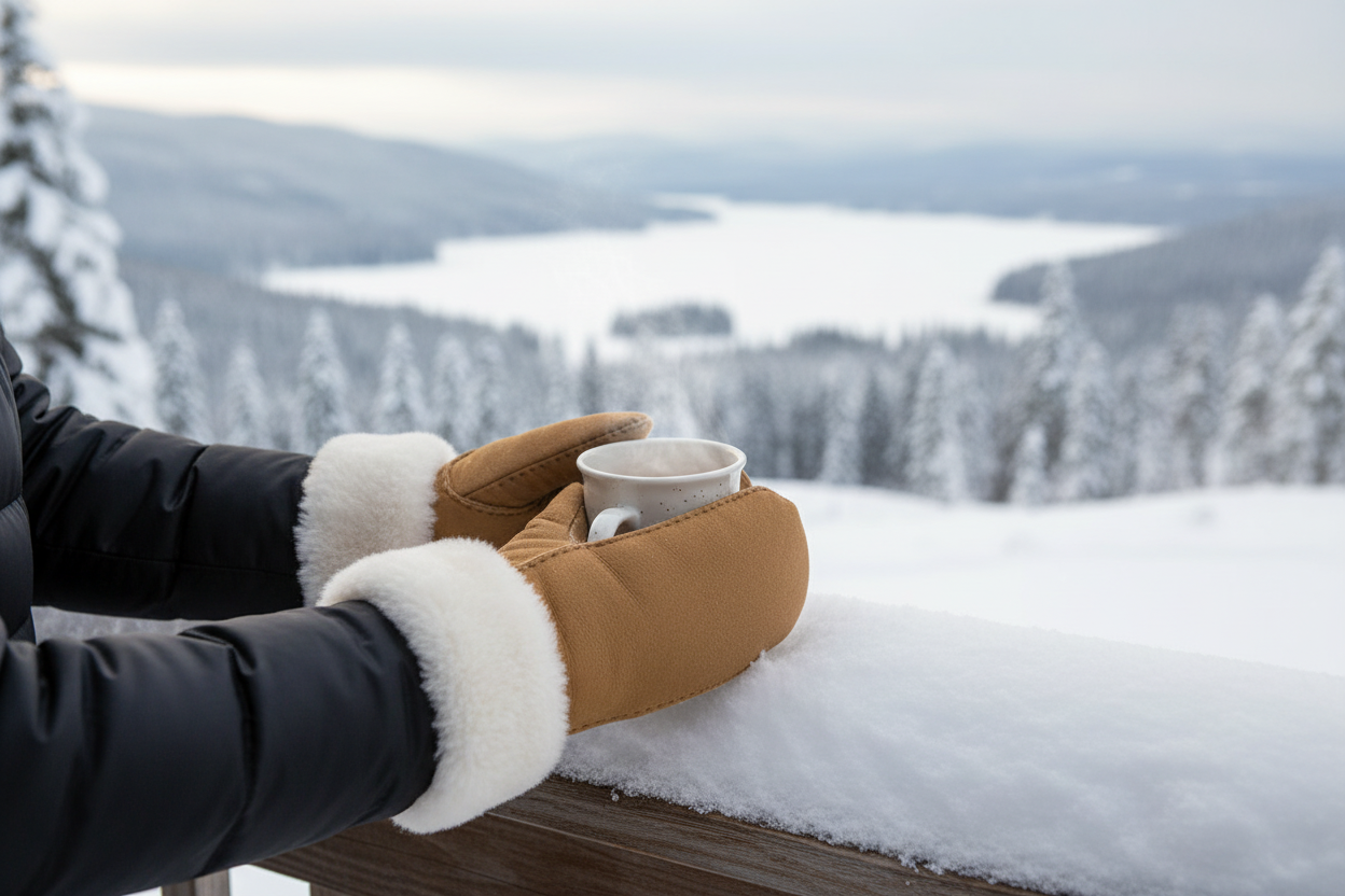 Lamswollen wanten winter sfeer