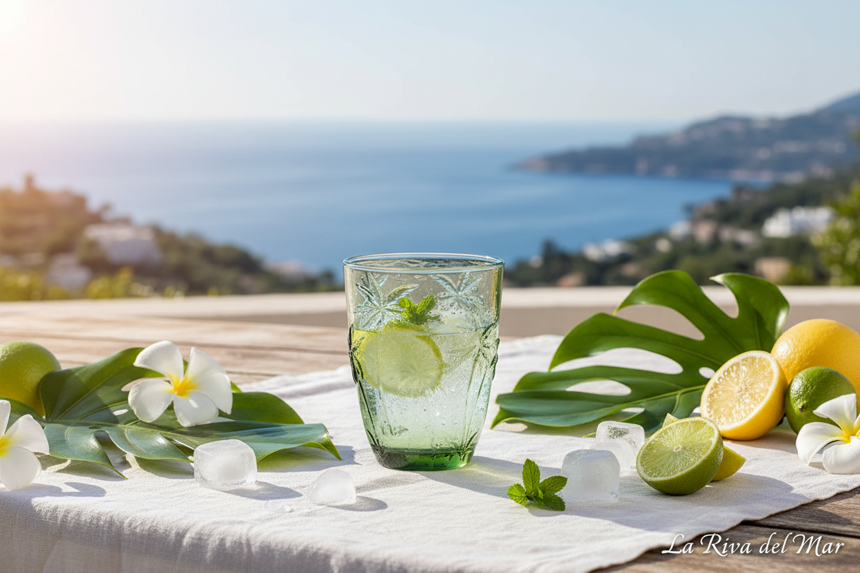 Palm Breeze waterglas groen aan zee