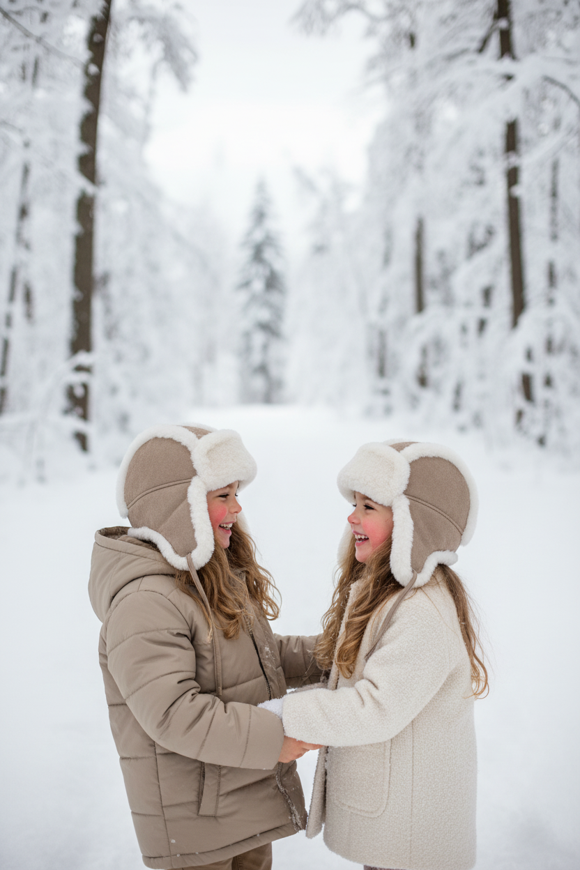 Taupe kinderpilotenmuts premium winter