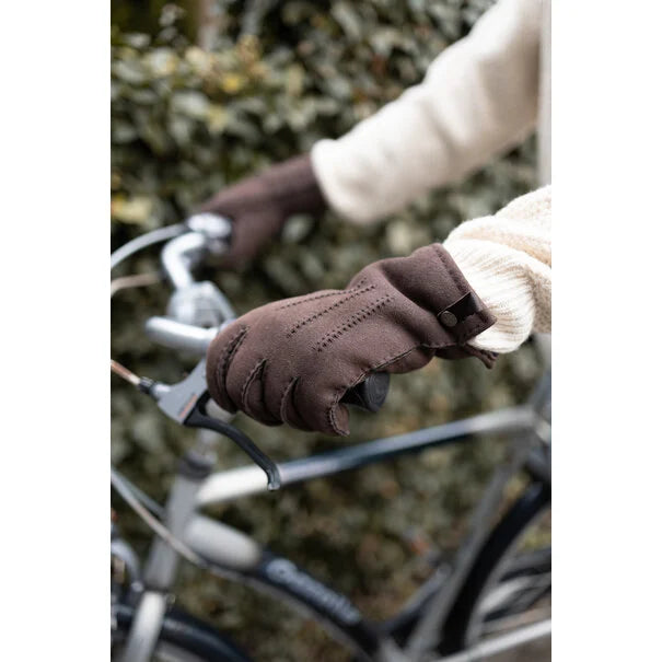 Lamsleren herenhandschoen - Bruin - Maat XL